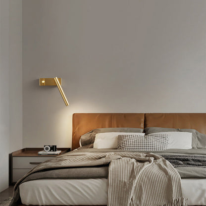 Brass Rectangle & Cylinder LED Wall Sconce Spotlight