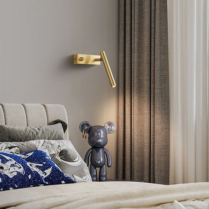 Brass Rectangle & Cylinder LED Wall Sconce Spotlight