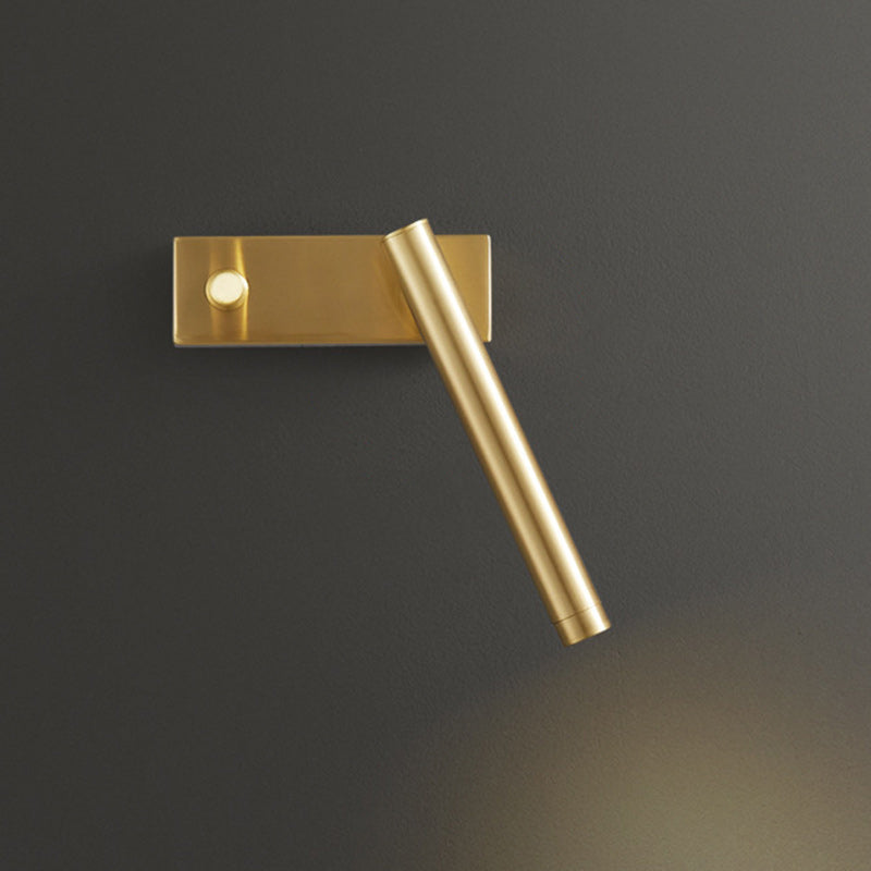 Brass Rectangle & Cylinder LED Wall Sconce Spotlight