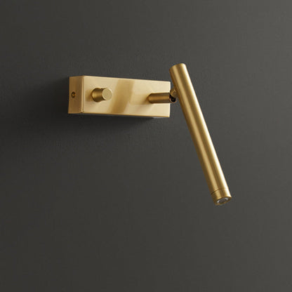 Brass Rectangle & Cylinder LED Wall Sconce Spotlight