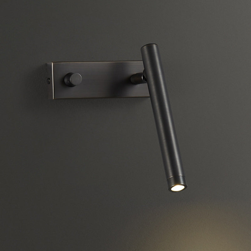 Brass Rectangle & Cylinder LED Wall Sconce Spotlight