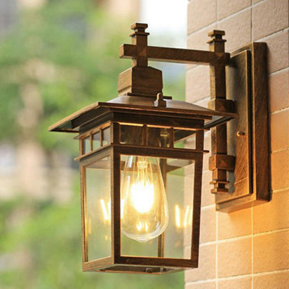 Cast Iron & Glass Rectangular 1-Light Wall Sconce Lamp
