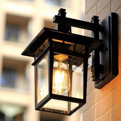 Cast Iron & Glass Rectangular 1-Light Wall Sconce Lamp