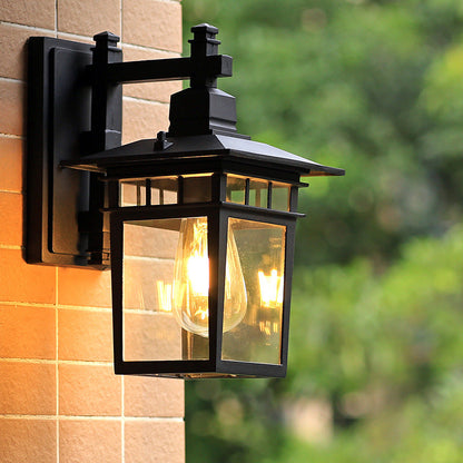 Cast Iron & Glass Rectangular 1-Light Wall Sconce Lamp