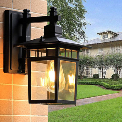 Cast Iron & Glass Rectangular 1-Light Wall Sconce Lamp