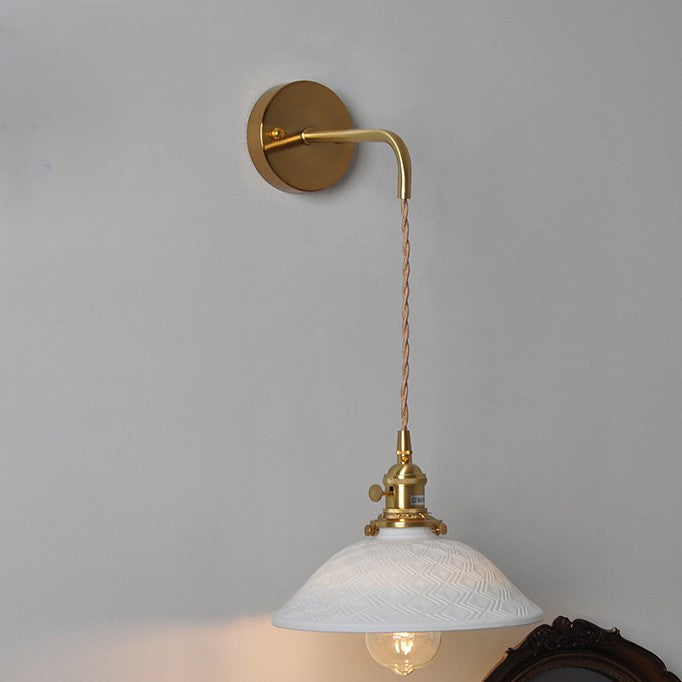 Japanese Cone Shade Wall Sconce 1-Light Adjustable Cord