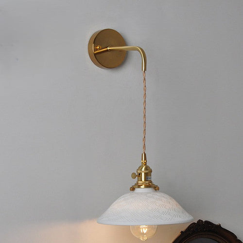 Japanese Cone Shade Wall Sconce 1-Light Adjustable Cord