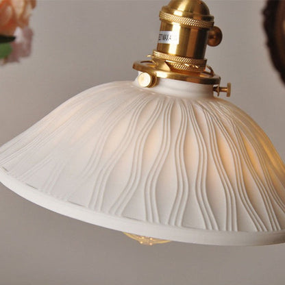 Japanese Cone Shade Wall Sconce 1-Light Adjustable Cord