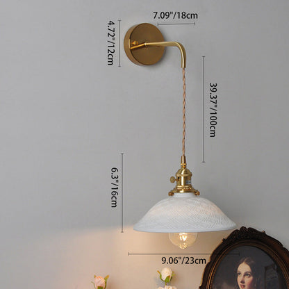 Japanese Cone Shade Wall Sconce 1-Light Adjustable Cord