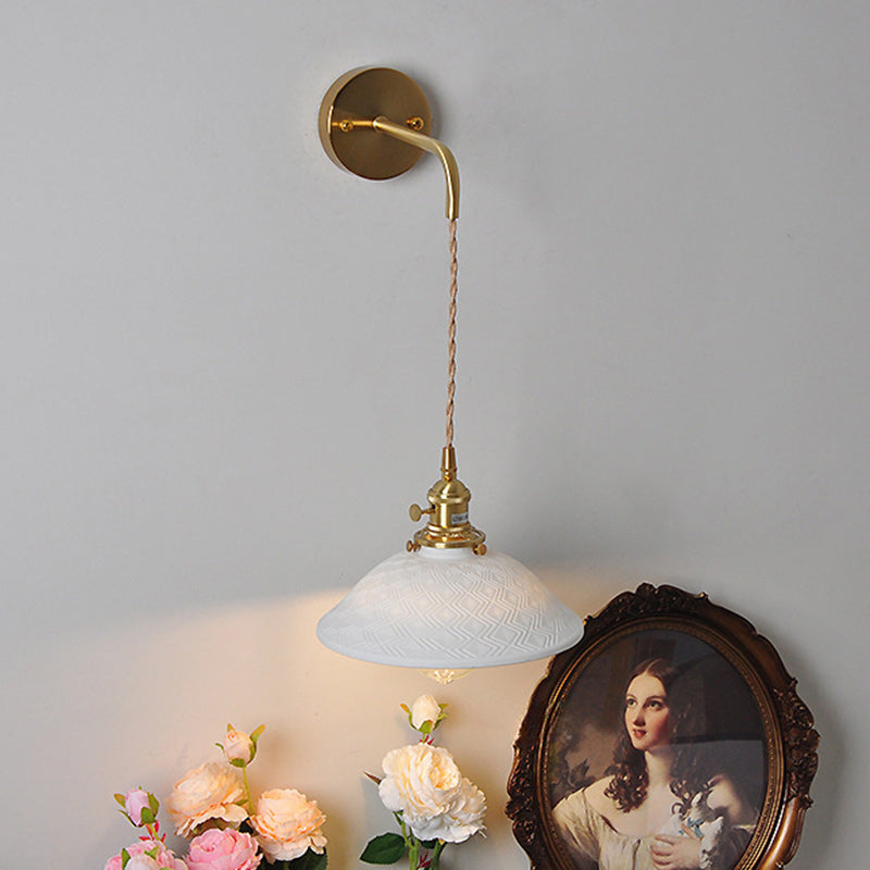 Japanese Cone Shade Wall Sconce 1-Light Adjustable Cord