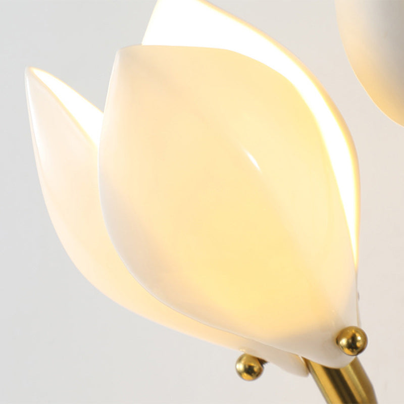 Iron & Ceramic Magnolia-Shaped 4-Light Wall Sconce Lamp