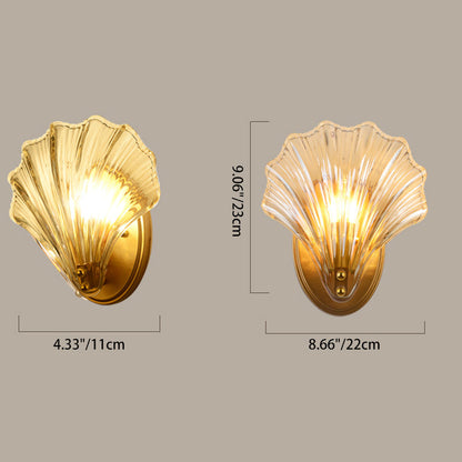 Iron And Glass Shell Shape 1-Light Wall Sconce Lamp
