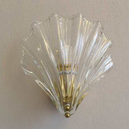 Iron And Glass Shell Shape 1-Light Wall Sconce Lamp