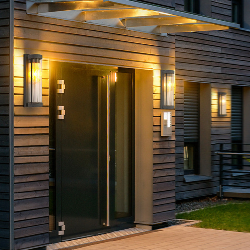 Waterproof Steel & Glass Cylinder 1-Light Wall Sconce Lamp