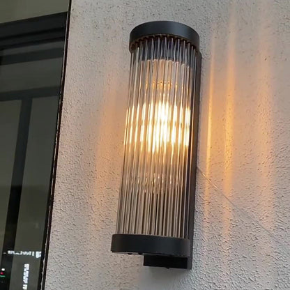 Waterproof Steel & Glass Cylinder 1-Light Wall Sconce Lamp