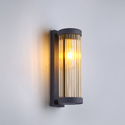 Waterproof Steel & Glass Cylinder 1-Light Wall Sconce Lamp