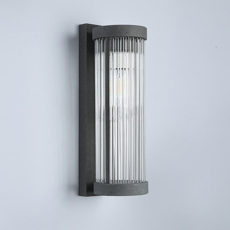 Waterproof Steel & Glass Cylinder 1-Light Wall Sconce Lamp