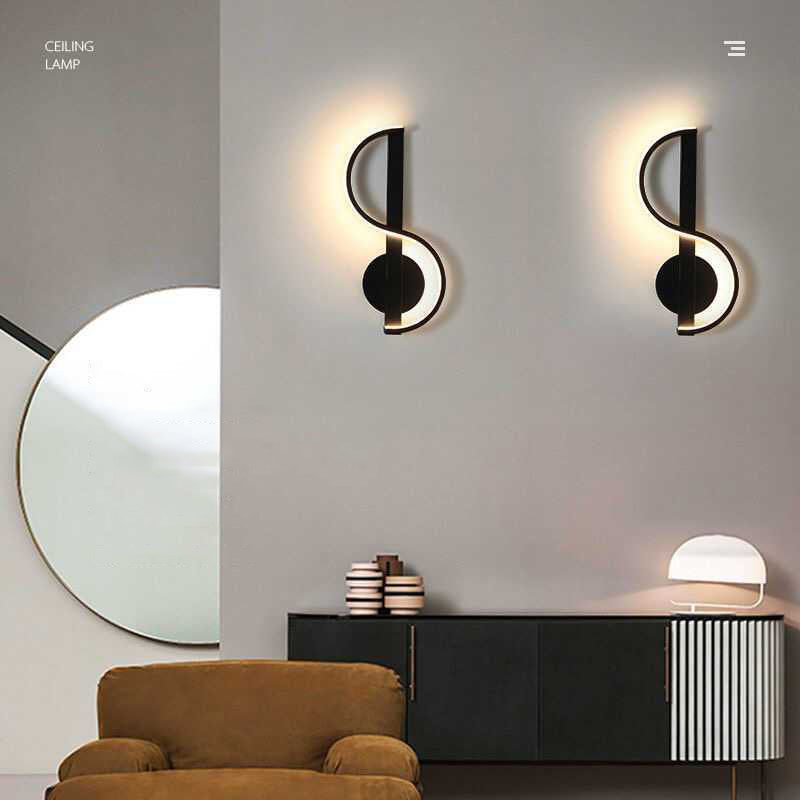 Iron And Silicone Musical Curve LED Wall Sconce Lamp