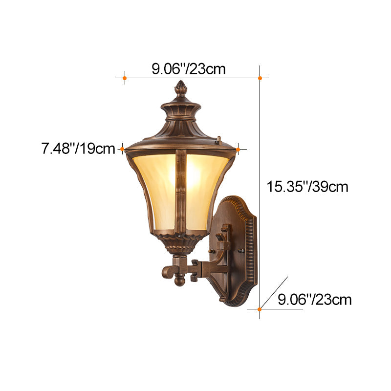 Aluminum Glass Conical 1-Light Waterproof Wall Sconce Lamp