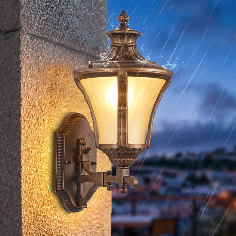 Aluminum Glass Conical 1-Light Waterproof Wall Sconce Lamp