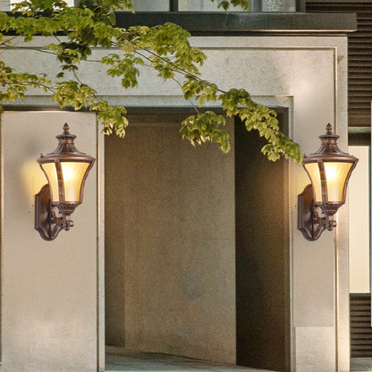 Aluminum Glass Conical 1-Light Waterproof Wall Sconce Lamp