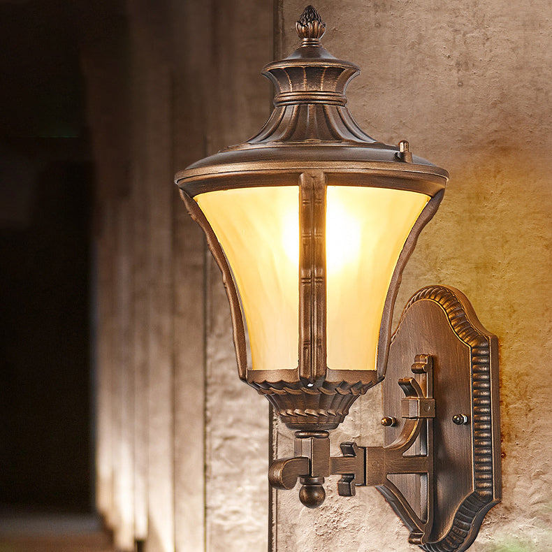 Aluminum Glass Conical 1-Light Waterproof Wall Sconce Lamp