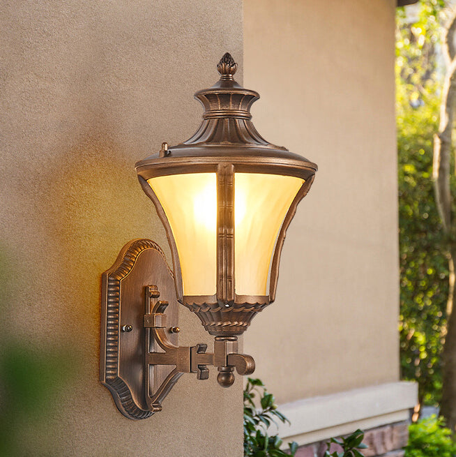 Aluminum Glass Conical 1-Light Waterproof Wall Sconce Lamp