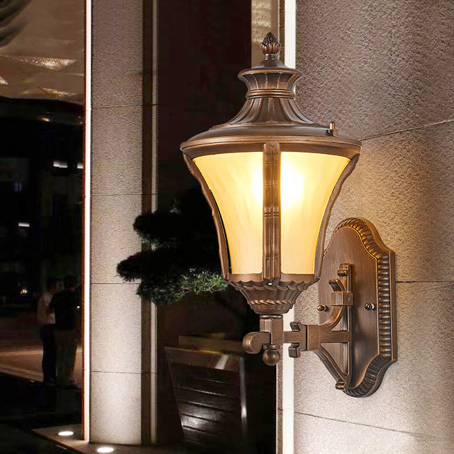 Aluminum Glass Conical 1-Light Waterproof Wall Sconce Lamp
