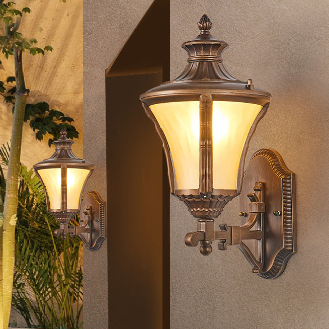 Aluminum Glass Conical 1-Light Waterproof Wall Sconce Lamp