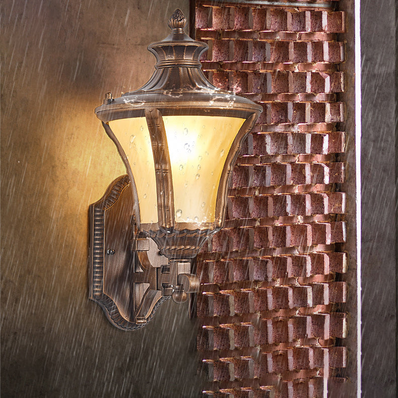 Aluminum Glass Conical 1-Light Waterproof Wall Sconce Lamp