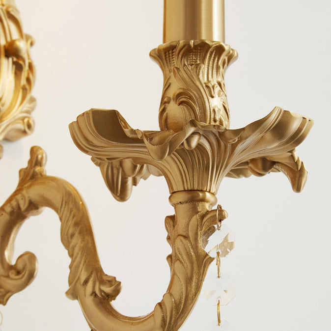 French & Crystal Candle Branch 1-Light Wall Sconce Lamp