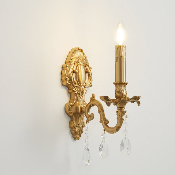 French & Crystal Candle Branch 1-Light Wall Sconce Lamp