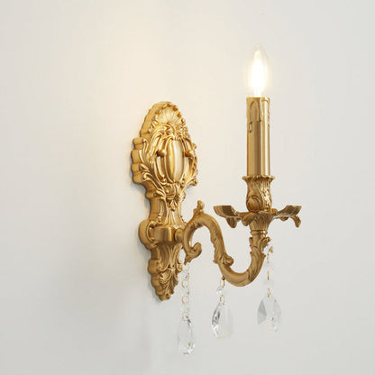 French & Crystal Candle Branch 1-Light Wall Sconce Lamp