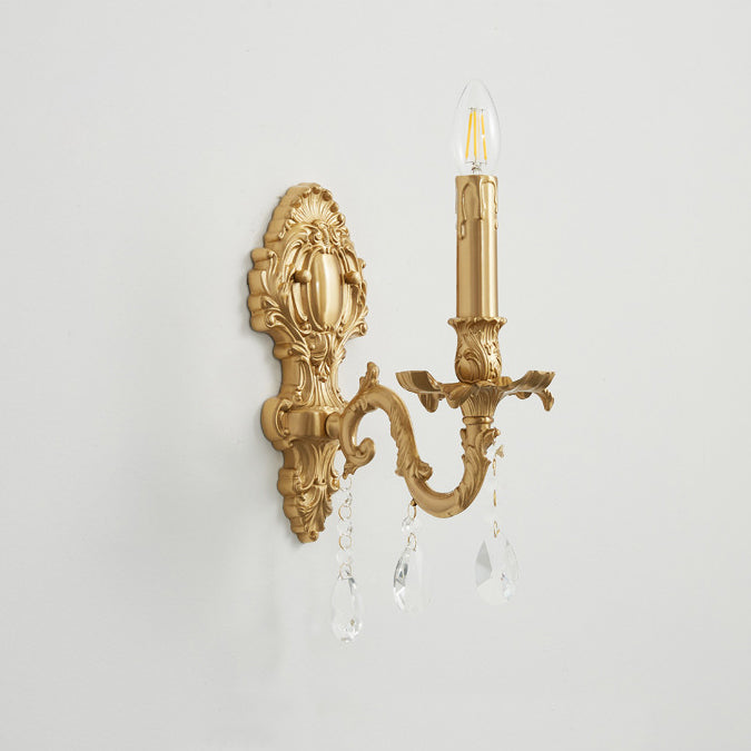 French & Crystal Candle Branch 1-Light Wall Sconce Lamp