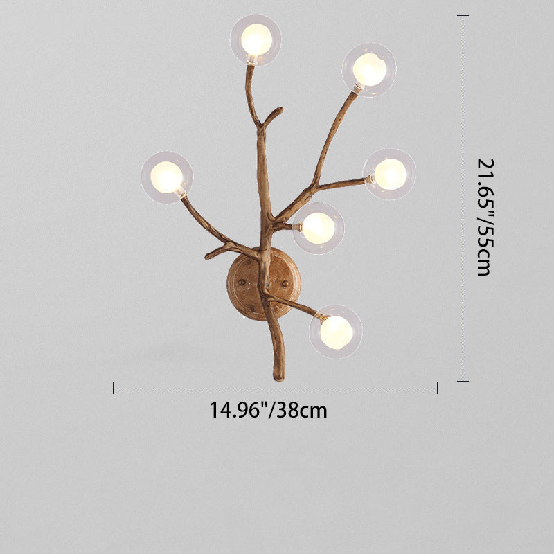 Creative Iron & Glass Branch Globe 6-Light Wall Sconce Lamp