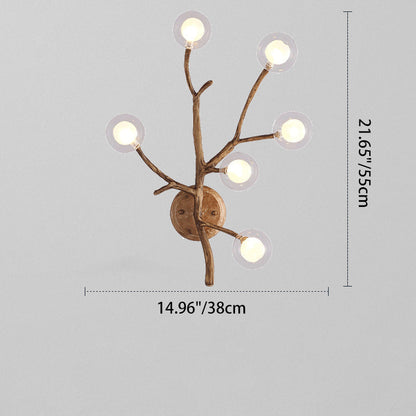Creative Iron & Glass Branch Globe 6-Light Wall Sconce Lamp