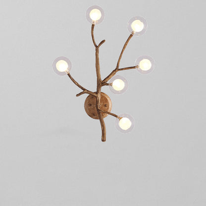 Creative Iron & Glass Branch Globe 6-Light Wall Sconce Lamp