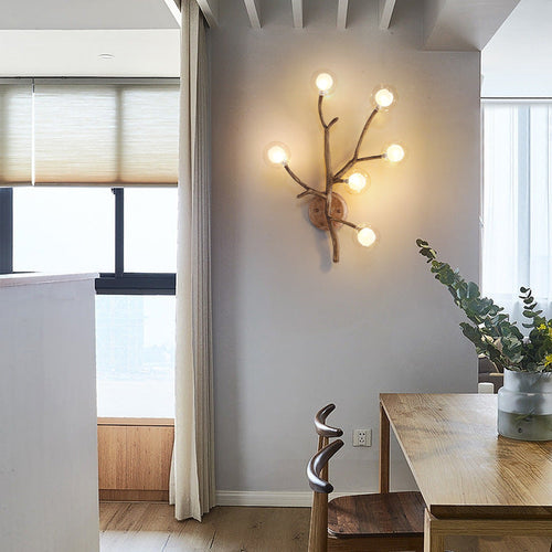 Creative Iron & Glass Branch Globe 6-Light Wall Sconce Lamp
