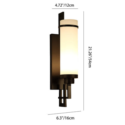 Iron & Glass Cylindrical 1-Light Wall Sconce Lamp