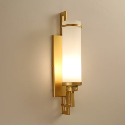 Iron & Glass Cylindrical 1-Light Wall Sconce Lamp