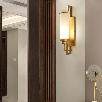 Iron & Glass Cylindrical 1-Light Wall Sconce Lamp