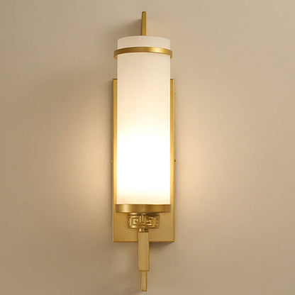 Iron & Glass Cylindrical 1-Light Wall Sconce Lamp
