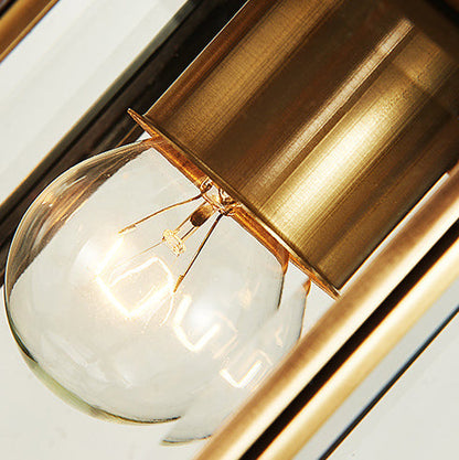 Brass Glass Polygonal 1-Light Waterproof Wall Sconce Lamp