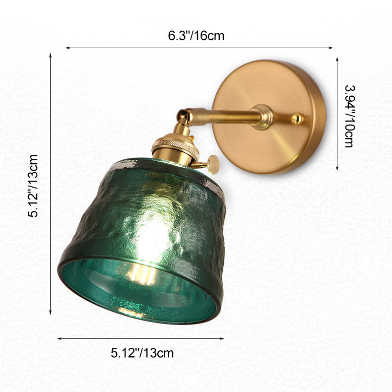 Japanese Brass & Glass Trapezoid 1-Light Wall Sconce Lamp
