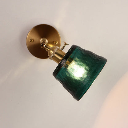 Japanese Brass & Glass Trapezoid 1-Light Wall Sconce Lamp