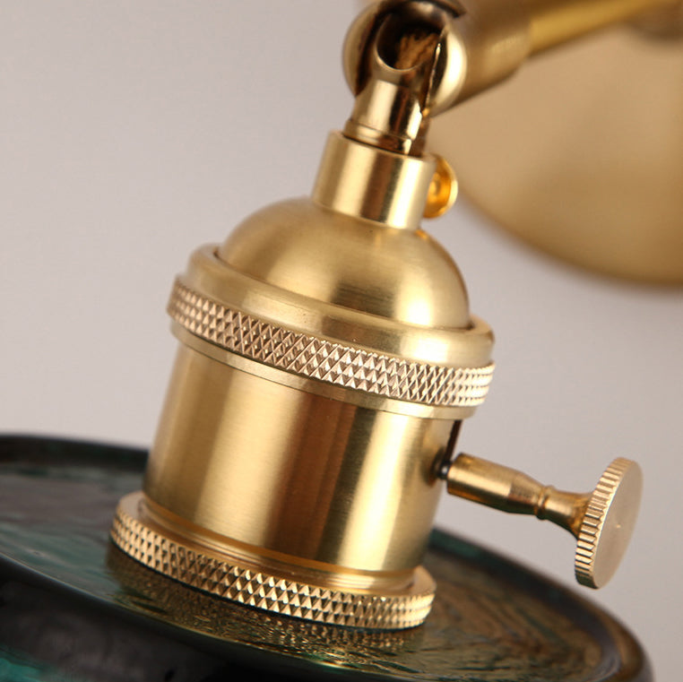 Japanese Brass & Glass Trapezoid 1-Light Wall Sconce Lamp