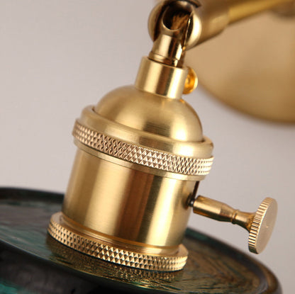 Japanese Brass & Glass Trapezoid 1-Light Wall Sconce Lamp