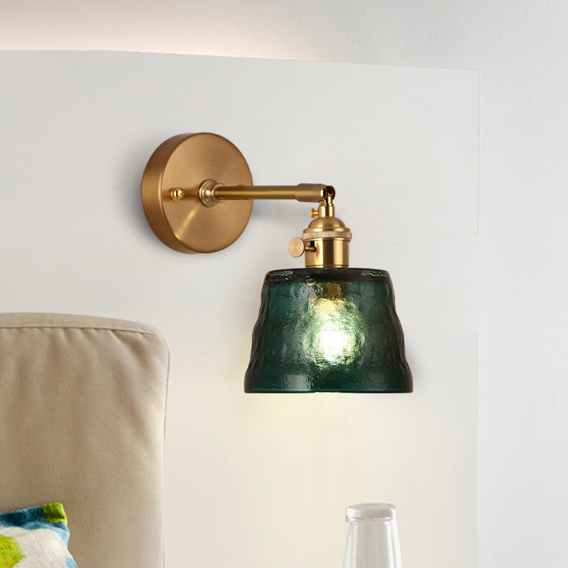 Japanese Brass & Glass Trapezoid 1-Light Wall Sconce Lamp