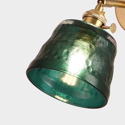 Japanese Brass & Glass Trapezoid 1-Light Wall Sconce Lamp