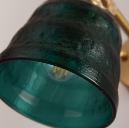 Japanese Brass & Glass Trapezoid 1-Light Wall Sconce Lamp